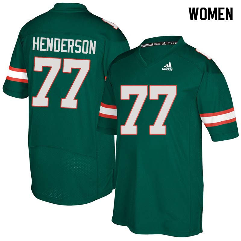 Women Miami Hurricanes #77 Seantrel Henderson College Football Jerseys Sale-Green - Click Image to Close